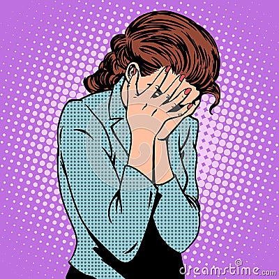 Weeping woman emotions grief Vector Illustration