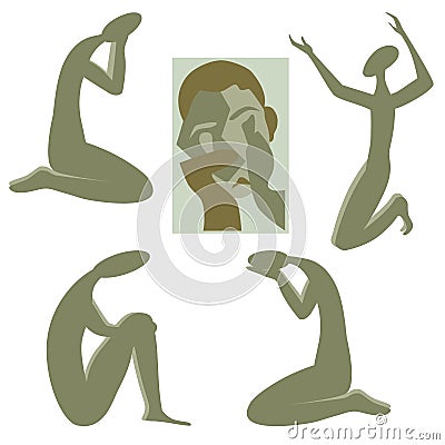 Weeping woman emotions grief. Silhouette Vector Illustration