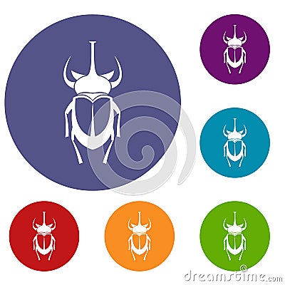 Weevil beetle icons set Vector Illustration