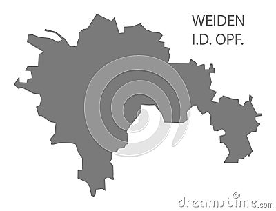 Weiden in der Oberpfalz grey county map of Bavaria Germany Vector Illustration