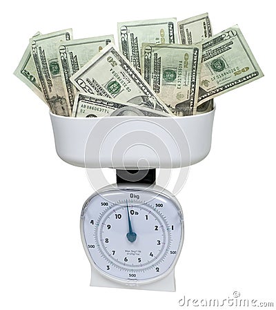 Weighing Money Stock Photo