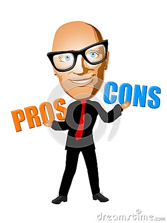 Weighing The Pros and Cons Cartoon Illustration