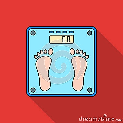 Weighing scale icon in flat style isolated on white background. Sport and fitness symbol stock vector illustration. Vector Illustration