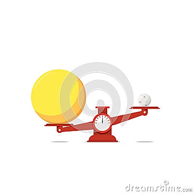 Weighing tools with Sun are heavier than the moon vector illustration Vector Illustration