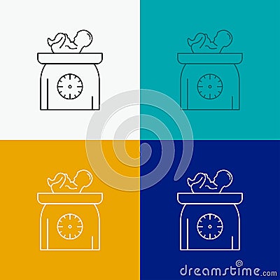 weight, baby, New born, scales, kid Icon Over Various Background. Line style design, designed for web and app. Eps 10 vector Vector Illustration