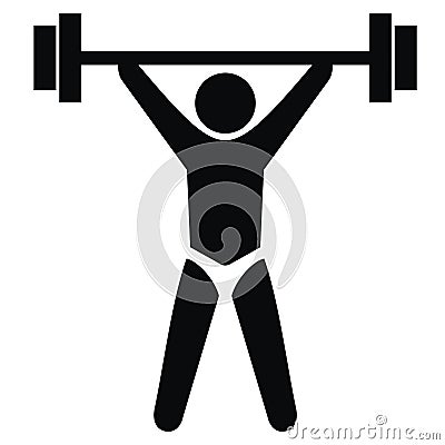 Weight-lifter, black vector icon Vector Illustration