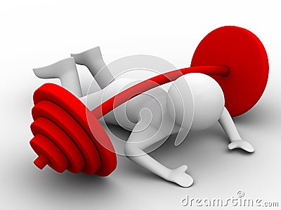 Weight-lifter pressed down barbell Stock Photo