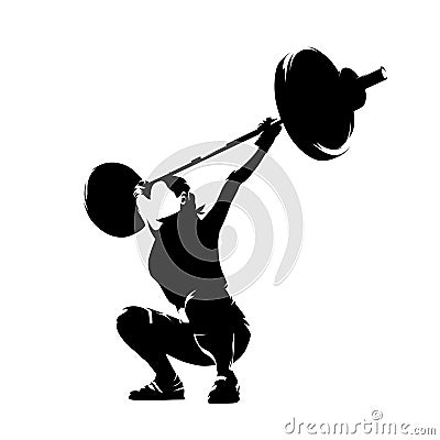 Weight lifter woman, abstract isolated vector silhouette. Strong people Vector Illustration