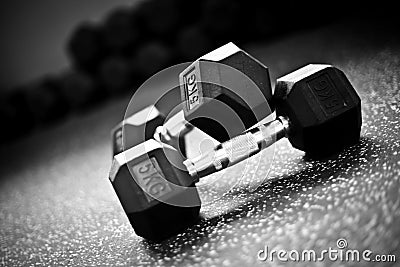 Weight lifting-Dumbells in a crossfit gym Stock Photo