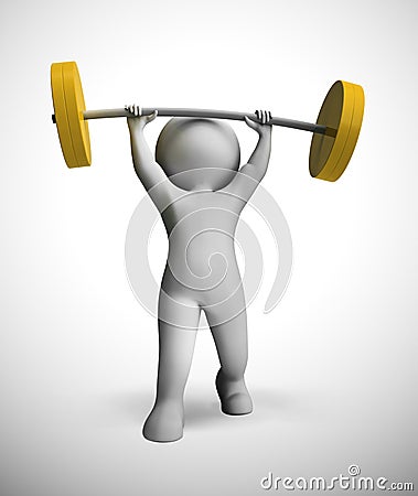 Weight lifting in the gym getting exercise and a strong body - 3d illustration Cartoon Illustration