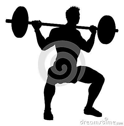 Weight Lifting Man Weightlifting Silhouette Vector Illustration