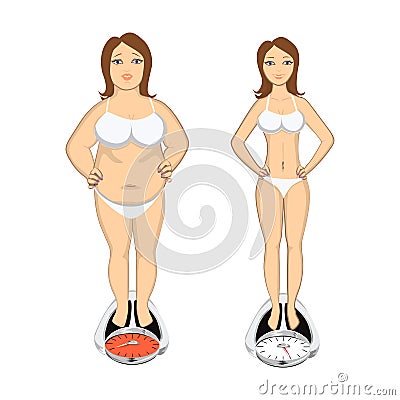 Before and after weight loss. Vector Illustration