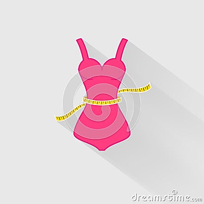 Weight Loss. The measurement of the waist. Vector Illustration