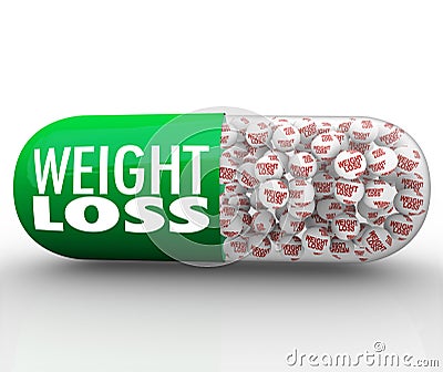 Weight Loss Medicine Capsule Pill Medical Diet Supplement Stock Photo