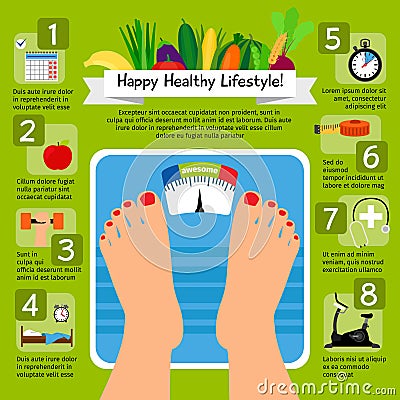 Weight loss scale concept Vector Illustration