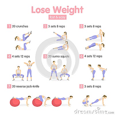 Weight loss training. Vector Illustration