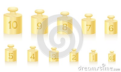 Weight Masses Gold Scale Vector Illustration