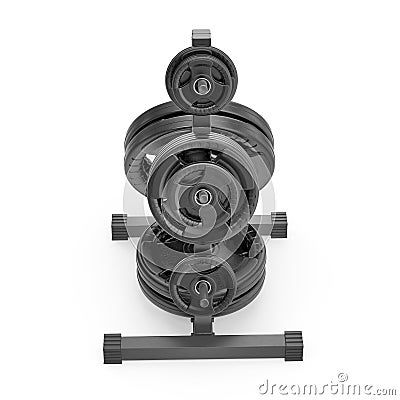 Weight Plate Tree on white. 3D illustration Cartoon Illustration