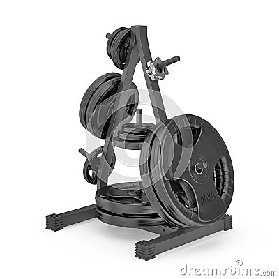 Weight Plate Tree on white. 3D illustration Cartoon Illustration