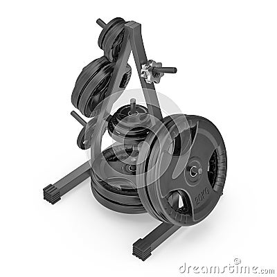 Weight Plate Tree on white. 3D illustration Cartoon Illustration