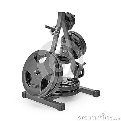 Weight Plate Tree on white. 3D illustration Cartoon Illustration