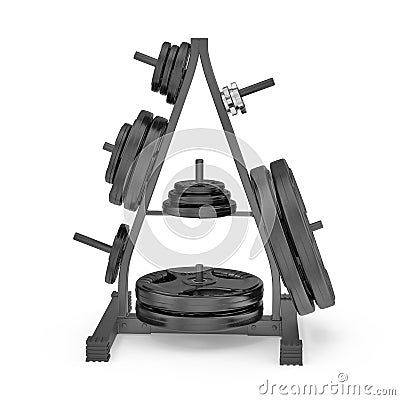 Weight Plate Tree on white. 3D illustration Cartoon Illustration