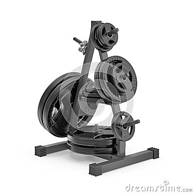 Weight Plate Tree on white. 3D illustration Cartoon Illustration