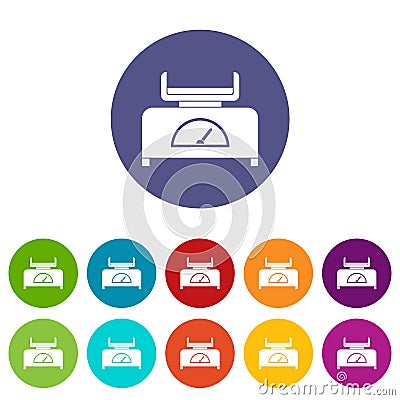 Weight scale icons set flat vector Vector Illustration