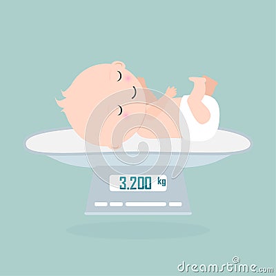 Weight scale for infant icon, Digital scales measure weight in kilogram Vector Illustration