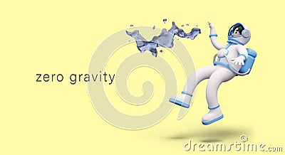 Weightlessness, zero gravity. Vector astronaut floating in air Vector Illustration