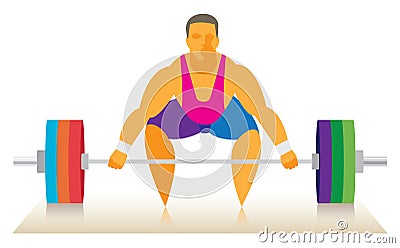 Weightlifter attempts a push rod Vector Illustration