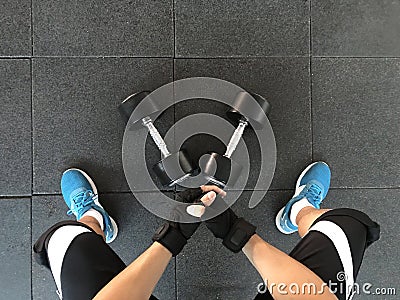 Weightlifter preparing for training Stock Photo