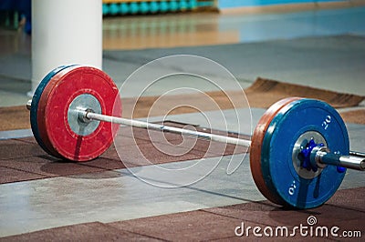 Weightlifting Barbell. Competition Stock Photo