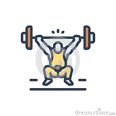 Color illustration icon for Weightlifting, exercise and gym Cartoon Illustration