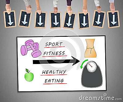 Weightloss concept on a whiteboard Stock Photo