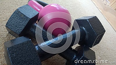 Weights floor skull and crossbones Stock Photo