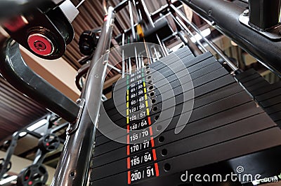 Weights in gym machine Stock Photo