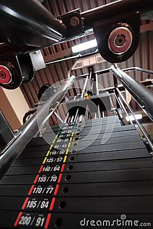 Weights in gym machine Stock Photo