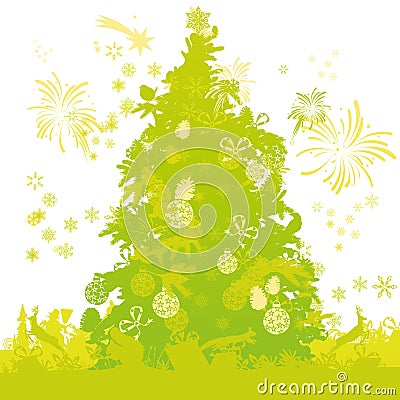 Christmas tree with animals Vector Illustration