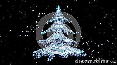 Weihnachtswasser-Spritzenbaum auf schwarzem Hintergrund lizenzfreie abbildung Weihnachtswasser-Spritzenbaum auf schwarzem Hintergrund lizenzfreie abbildung