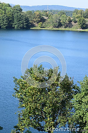 Weinfelder Maar in early autumn Stock Photo