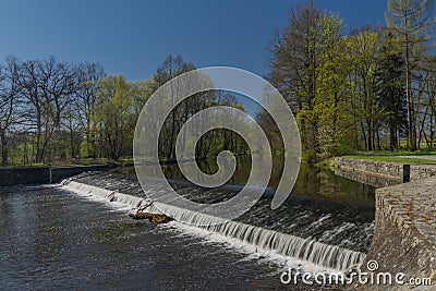 Weir on Blanice river near Bavorov town in south Bohemia Stock Photo