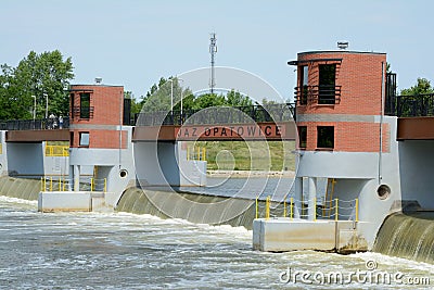 Weir on Odra river. Editorial Stock Photo