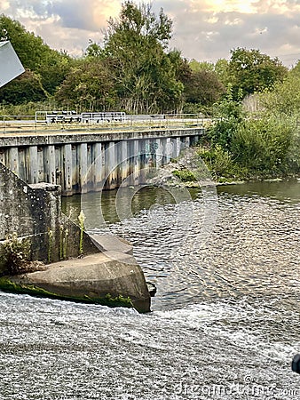 The weir on the river Stock Photo