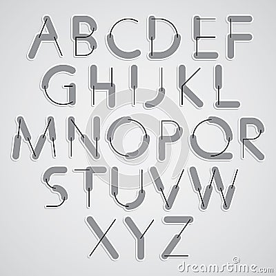 Weird constructor font, vector alphabet letters. Vector Illustration