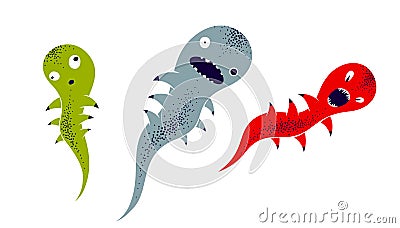 Weird creepy cartoon funny monster isolated on white vector illustration, fantastic creature of nightmare. Vector Illustration