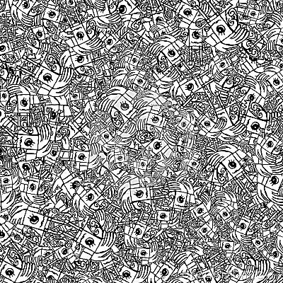 Weird cute fantasy drawing motif pattern Stock Photo