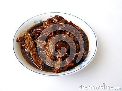 Weird food - pig intestines Stock Photo