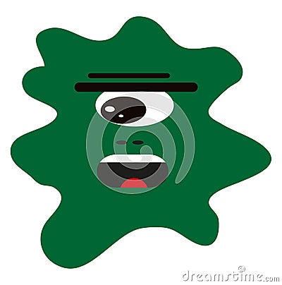 Weird green monster, icon Vector Illustration