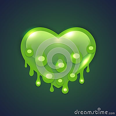 Weird Green Slime Heart Icon Vector Illustration